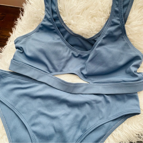 Dusty Blue Two Piece Bathing Suit - Picture 2 of 3